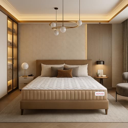Image of Repose Eyelidz Pocketed Spring Mattress Single Size (75x42x8 Inches), Individually Wrapped Coils for Motion Isolation, Targeted Pressure Relief, Edge Support & Breathable Fabric, 12 Years Warranty