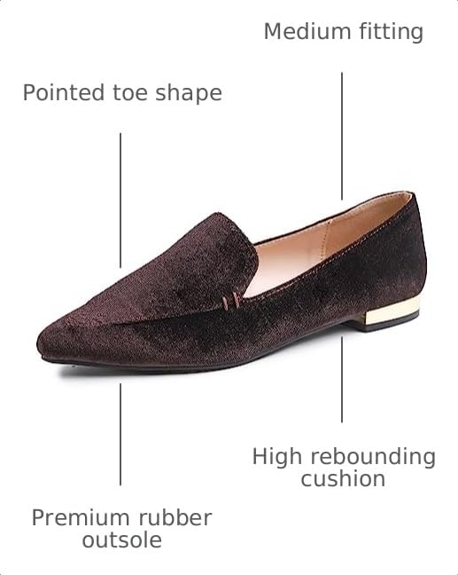 Image of FEVERSOLE Women's Loafer Flat Pointed Deco Low Heel Fashion Slip On Dress Driving Office Shoes