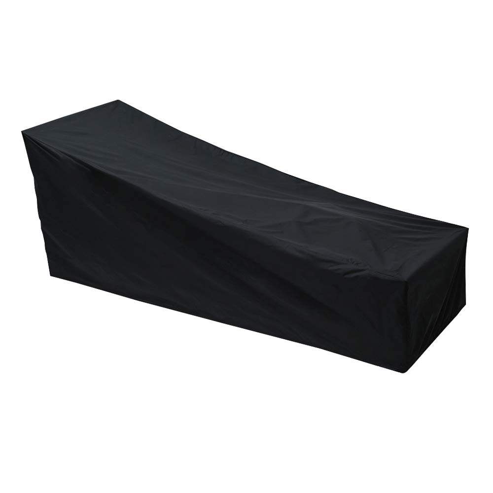Dandelionsky 1 Pack Outdoor Sun lounger Deck Chair Cover Waterproof Dustproof Oxford Fabric Sunbed Cover Garden Patio Furniture Protector Cover Black 208x79x41/76cm