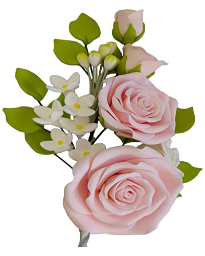 O'Creme Gumpaste Flower Spray, Pink Rose 4x6 - Edible Flowers