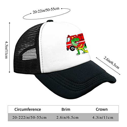 Negi Dinosaur Firefighter Kids Trucker Hats, Youth Hats Fire Engine Baseball Cap Fire Truck Trucker Cap, Kids Fireman Hat Toddler Baseball Hat For Boys Girls #TOP2