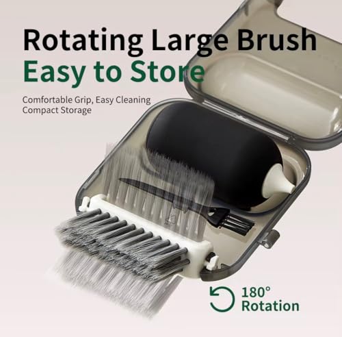 Generisch Elektronik Reinigungsset 4-in-1 – Tastaturreiniger mit rotierender Bürste, Blasebalg & Mini-Bürste, inkl. Aufbewahrungsbox – für Keyboard, Laptop, PC, Kopfhörer, Kamera