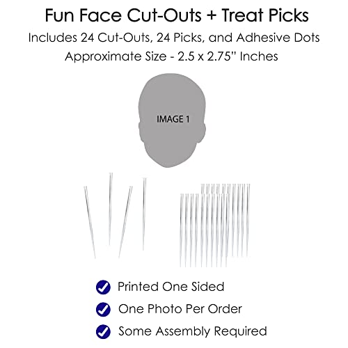 Big Dot of Happiness Fun Face Cutout Cupcake Toppers – Custom Photo Dessert Picks, One-of-a-Kind Fun, Personalized Party Decorations – 24 Ct - Thumbnail 5