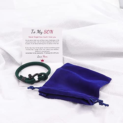 To My Son Bracelet Form Mom''i Will Always Be With You''handmade Braided Leather Love Nautical Bracelet For Boys Inspirational Wristband Meaningful Bracelet Gift For Son,To My Son Inspirational Faith Bracelet #TOP2