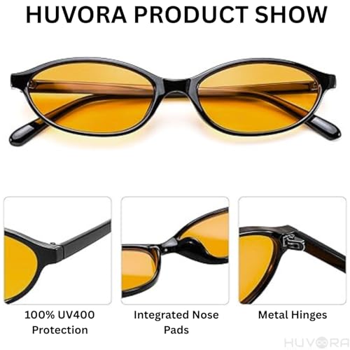 Image of Retro Cat Eye Oval UV Protection Chic Sunglasses for Women Stylish - Anti Glare UV400 Protected Designer Branded Goggles - Metal Hinges Unisex Glasses - Trendy Narrow Y2K Cateye Shades