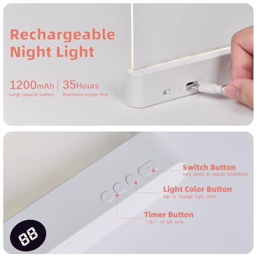 Lámpara de noche recargable regulable y flexo LED plano para dormitorio infantil 5