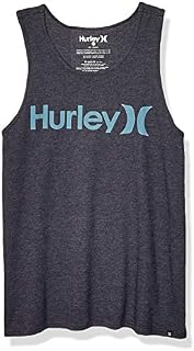 Hurley Men's One & Only Graphic Tank Top, Black Heather//Noise Aqua, XXL