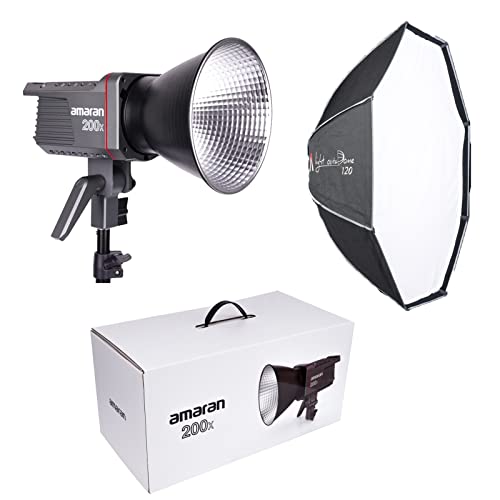 Aputure Luz de vídeo LED Amaran 200X com luz OcatDome 120 Sofbox, 250W Bi-Color 2700k-6500k CRI 95+,