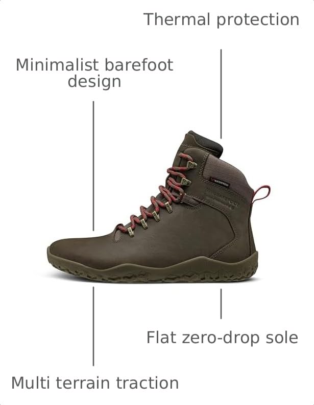 Image of Vivobarefoot Magna Forest ESG, Womens Leather And Wool Hiking Trainers With Barefoot Sole