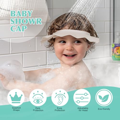 Image of Baby Shower Cap Hat Soft Adjustable Bath Head Cap Visor for Washing Hair Safe Shampoo Shower Bathing Protection Head Eye Ear,Shampoo Caps for Toddler,Baby,Kids,Children,Makes the Bath More Fun