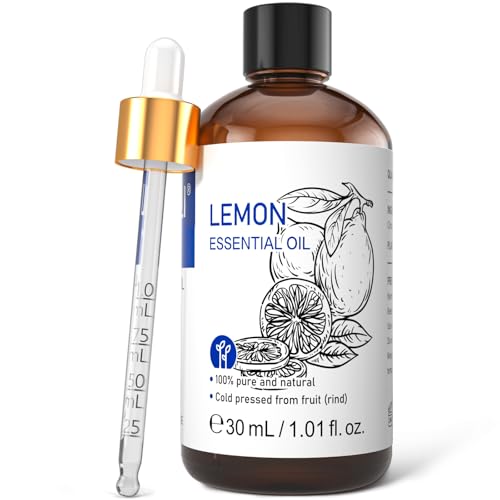 Image of HIQILI Lemon Essential Oil, 100% Pure Undiluted for Cleaning, Skin, Diffuser - 1 Fl Oz /30ML
