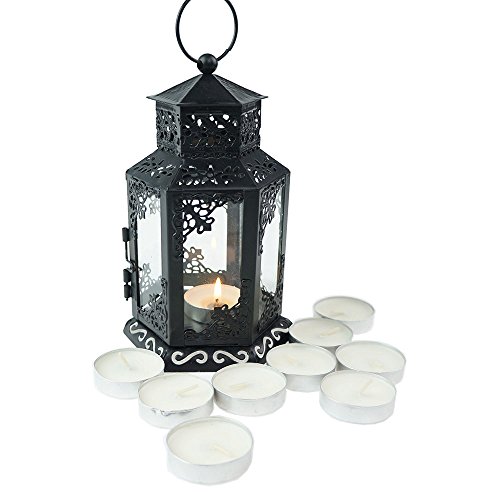 Tandi Glass Metal Candle Holder Lantern (Mini),Black