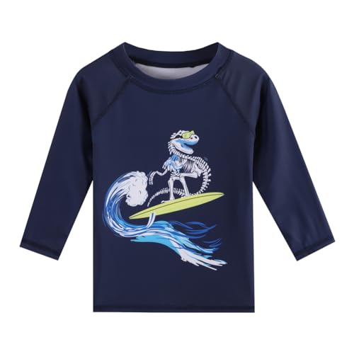 Baby Boys Swimsuit, 3-Piece Toddlers Swimsuit Trunk Long Sleeve Rashguard Swimwear and Sun Hat Set2