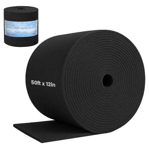 Boat Trailer Bunk Carpet 50ft x 12in, Marine Grade Padding
