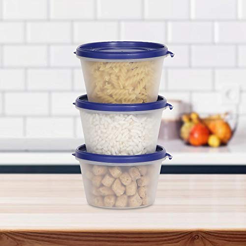 Image of Cutting EDGE Nesterware 750ml Stackable Container (Set of 3, Dark Blue) | BPA-free plastic, stackable design, leak-proof, kitchen storage, pantry, fridge, meal prep, reusable, travel use
