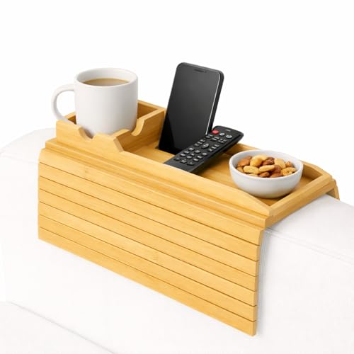 Beyond BITS Couch Cup Holder & Armrest Organizer – Non-Slip Sofa Arm Tray for Drinks, Snacks & Remotes – Flexible Couch Caddy for Living Room, Recliner & Bedside Comfort
