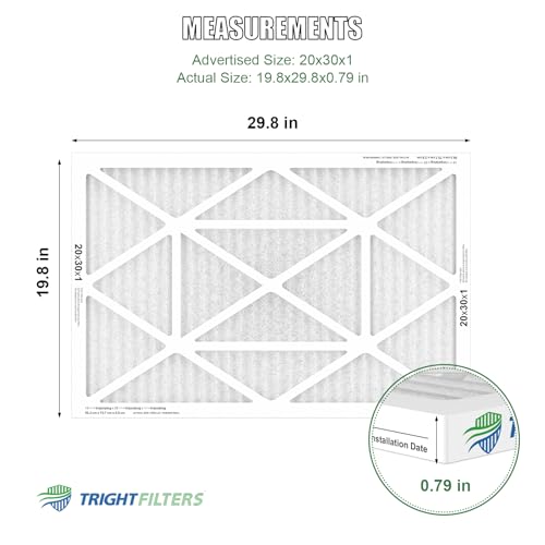 Image of TRIGHTFILTERS 20x30x1 Air Filter 4 Pack, MERV 8 Pleated HVAC Furnace Filter