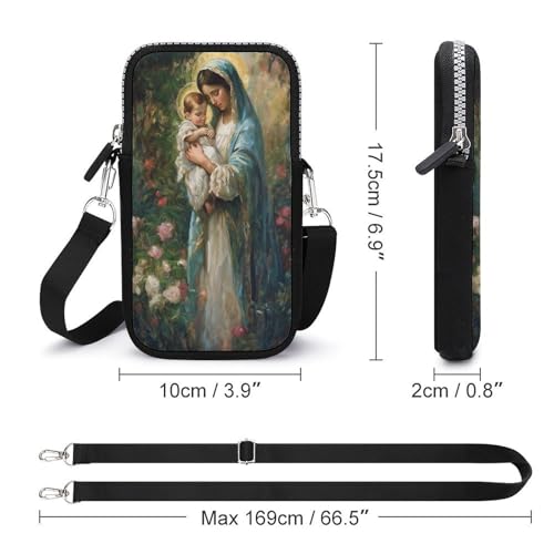 Beautiful Virgin Mary Wearing Headscarf Crossbody Mobile Phone Bag Smartphone Bag With Adjustable Strap2