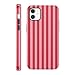 Coalbooliy Handyhülle Streifen für iPhone 12 Mini, Aesthetic Sommer Gestreift Striped Frauen Frühling Bunt Mädchen Muster 2 in 1 Case Silikon Schutzhülle Print Design Bumper Kratzfest Cover, Rot