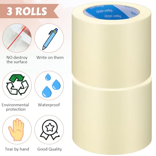 Image of Fainne 3 Rolls 6 Inch Masking Tape Bulk 55 Yards