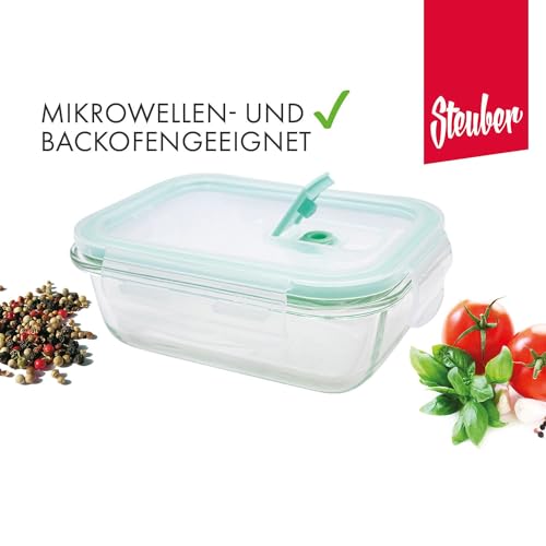 Steuber Cloc Frischhaltedose aus Glas, 370 ml, rechteckig