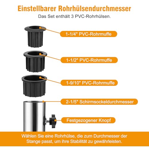 Soporte universal para sombrilla ajustable terraza pie de acero inoxidable para placa de cemento 5