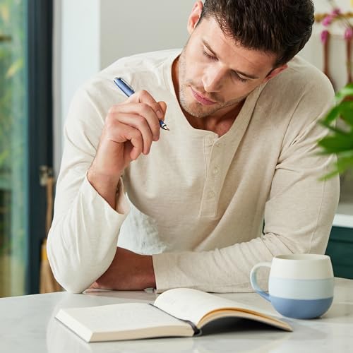 Image of PARKER IM Writing Rituals Fountain Pen in Quiet Blue with Colour Gradient and Chrome Trims Fountain Pen with Fine Nib Blue Ink Gift Box