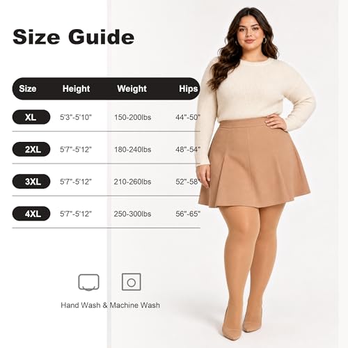 Image of HeyUU Plus Size 80D Semi-Opaque Tights, Soft High Waist, XL-4XL | Curvy Fit,No-Roll Waist,Soft Stretch,Smooth Coverage,Everyday Wear