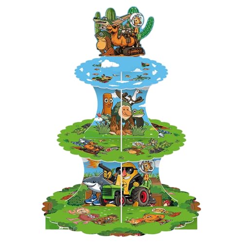 Brainrot - Soporte italiano para tartas, 3 niveles, cartón, torre para cupcakes, memes, postres, postres, suministros de decoración para fiestas de cumpleaños