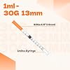 1ml Syringe with Needle, Syringes 1cc 30G 1/2 Inch, Individually Wrapped, Pack of 100