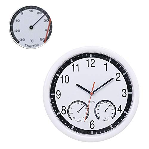 ELD Horloge en Pierre à Quartz Horloge Murale silencieuse thermomètre précis humidité intérieure extérieure Piscine Mode Moderne décoration de la Maison Cadeaux de fête des mères Art horloges murales
