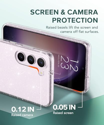 Image of KIOMY Glitter Clear Case for Samsung Galaxy S23+ [S23 Plus] with Diamond Sparkle Camera Lens Protector and 2 Packs Tempered Glass Screen Protectors Sparkly Bling Girl Women Shockproof Protective Cover