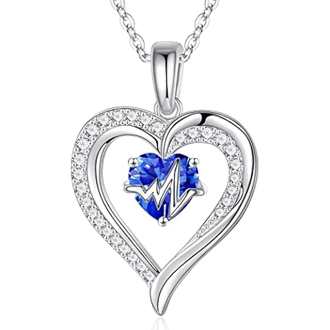 Iefil Nurse Gifts Necklaces for Women, 925 Sterling Silver Birthstone Necklace Jewelry RN Registered Nurse Graduation Retirement Gifts Nurse Week Thank You Gifts, Sterling Silver, Created Sapphire Cover