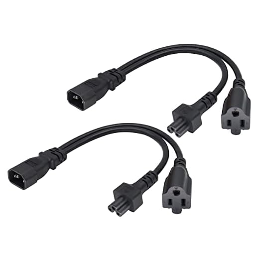 AAOTOKK (Pacote com 2) C14 para C5+NEMA 5-15R Y Splitter Cabo adaptador de alimentação CA, 10A 125V IEC 3 polos macho para Mickey Mouse 3 polos fêmea + NEMA 5-15R conversor de energia fêmea para