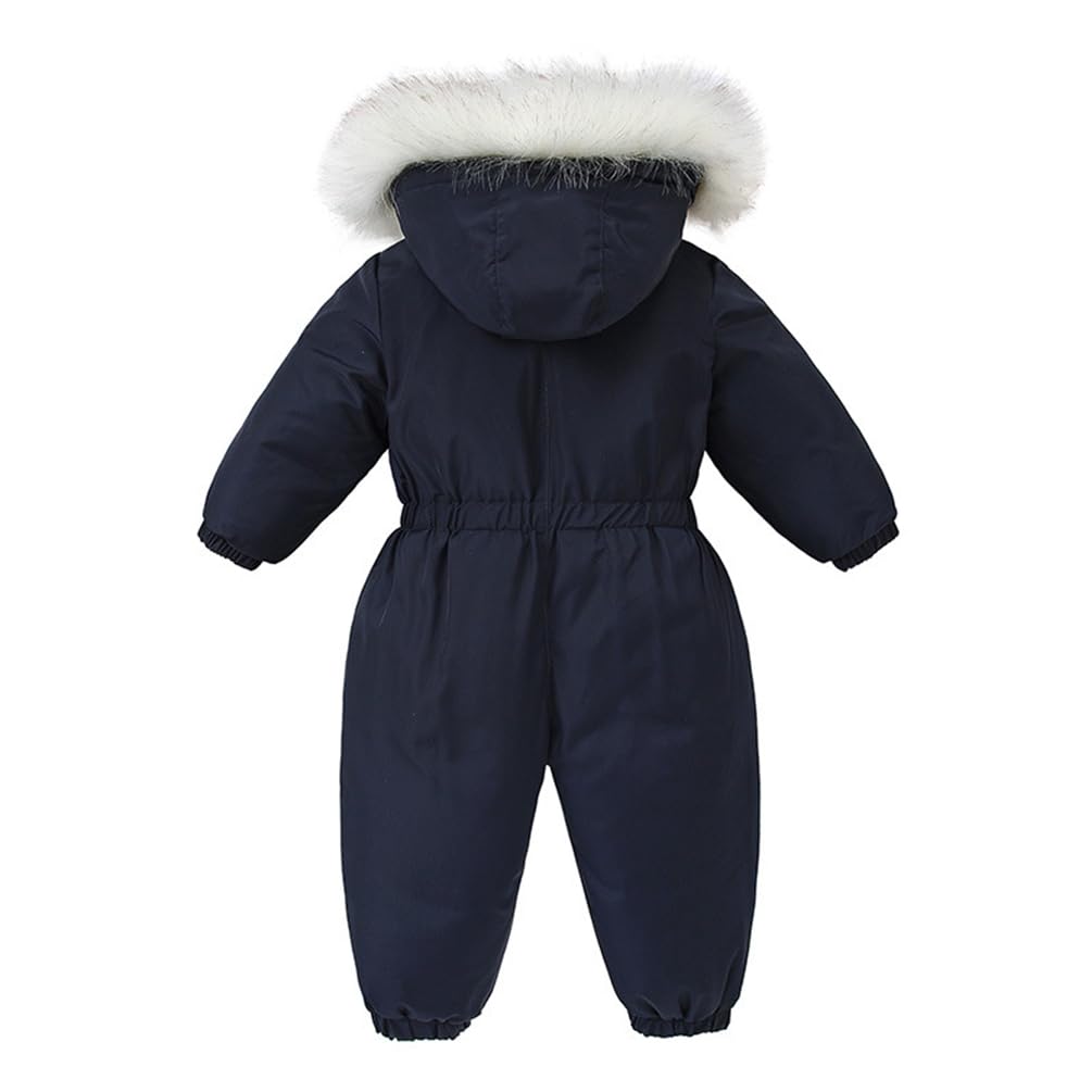 Baby Jungen Schneeanzug mit Kapuze Schneeoverall Baby Winteroverall Winddichte Warme Skianzug Mädchen Fleece Dicke mit Fellkragen Kapuze