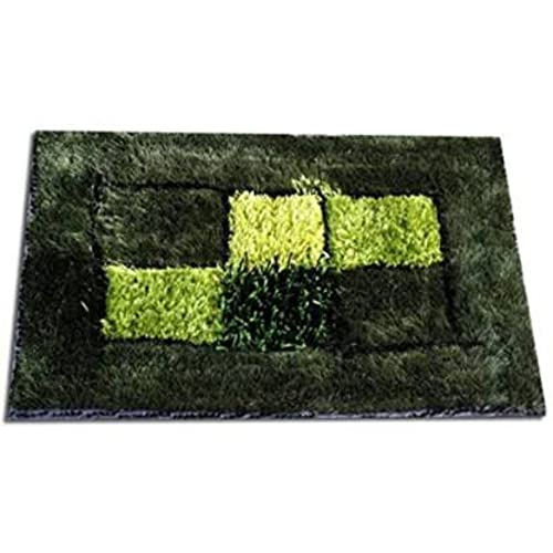 Image of Anti Skid Doormats for Home and Office Entrance Living Room and Bathroom Mats | Entrance Door Mats for Home and Office Entryway. (Dark Green Blocks Green, 20x32)