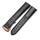 XYTLGOVDN Compatibile con cinturino for orologio in pelle Omega De Ville Seahorse for uomo e donna 19 mm 20 21(Black-rosegold,20mm)