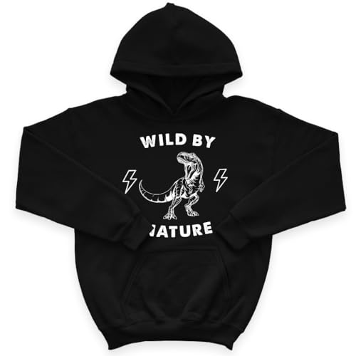 Wild by Nature Kids' Hoodie - T-Rex Hooded Sweatshirt - Dinosaur Hoodie for Kids