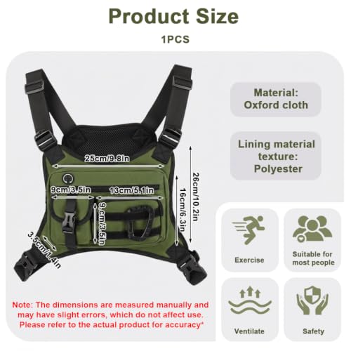 Image of GUSTAVE Chest Bag for Men Women Black Tactical Vest Bag Waterproof Multi-pockets Adjustable Rig Bag for Running, Cycling, Sports, Workouts, Outdoor