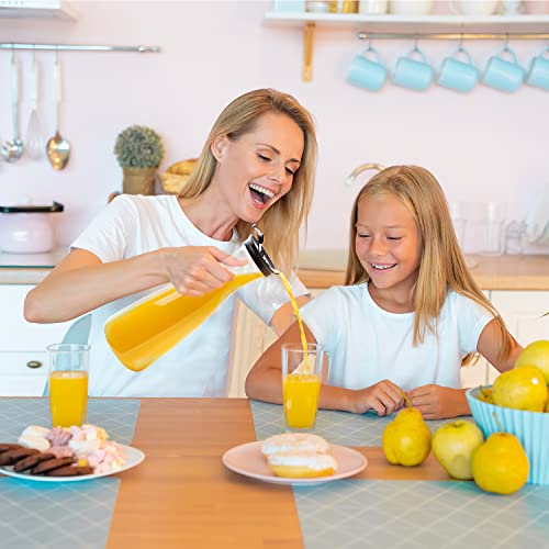 Umien Carafe Pitcher – Clear Beverage Carafes With Flip Top Lid, Iced Tea, Mimosas, Laundry Detergent, Milk, Juice – Easy Pour Bpa Free Plastic Drink Container, 50 Ounce Round Bottoms - 2 Pack #TOP4