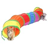 トンネルペット用の おもちゃ トンネル ペット玩具, 猫トンネル ペット用品おもちゃ キャットトンネル 折りたたみ式3つのトンネル 子犬 うさぎ フェレットなど噛むおもちゃ ボールに付き (マルチカラー)