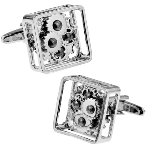 Gemelos Engranajes Steampunk de Plata miniatura 1