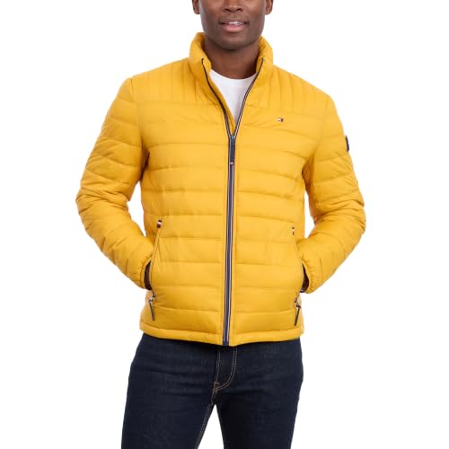 Image of Tommy Hilfiger Mens Embroidered Logo Puffer Jacket