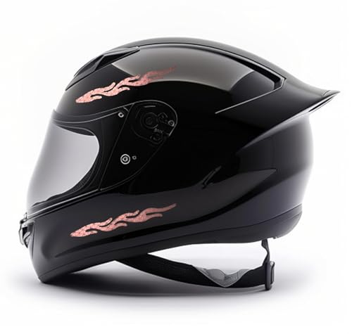 Image of customTAYLOR33 High-Intensity Grade Premium Reflective Tribal Flame Helmet Decals, Motorcycle Safety Sticker Decals (Special Edition Light Pink)