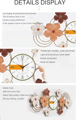 Horloge Murale Fleurs 3D Créative XJBTBA 33x77 cm en Quartz