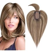 Rich Choices 100% Real Hair Toppers for Women Clip In Remy Hair Topper With Bangs With Thinning S...
