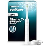 Philips Sonicare 5500   Brosse à dents électrique avec un niveau d'intensité, Alerte de pression, EasyStart, SmarTimer et BrushPacer, Blanc, modèle HX7110/01