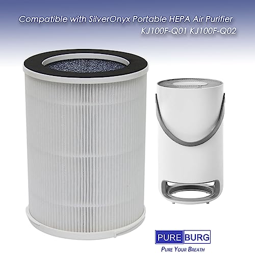 PUREBURG H13 HEPA 3-Stage Filtration Filters for SilverOnyx KJ100F-Q01/Q02 Air Purifier, 2-Pack, 3-Speed Portable with Strap
PUREBURG Activated Carbon Replacement Filters for SilverOnyx KJ100F-Q01/Q02, 2-Pack, H13 HEPA 3-Stage Filtration
PUREBURG 3-S
