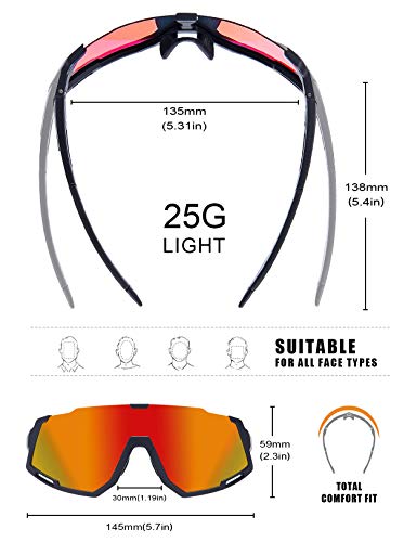 DOVAVA Lunettes de sport pour homme et femme avec 3 verres interchangeables - Image 4