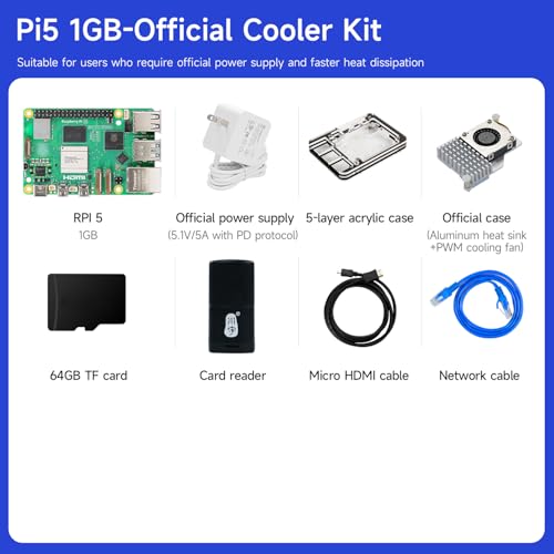 Image of Yahboom Pi 5 1GB Board Starter Kit with 27W 5.1V /5A Power Adapter Including Pi 5 Board